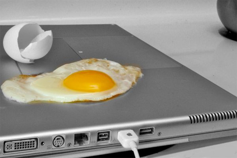 fry an egg on laptop